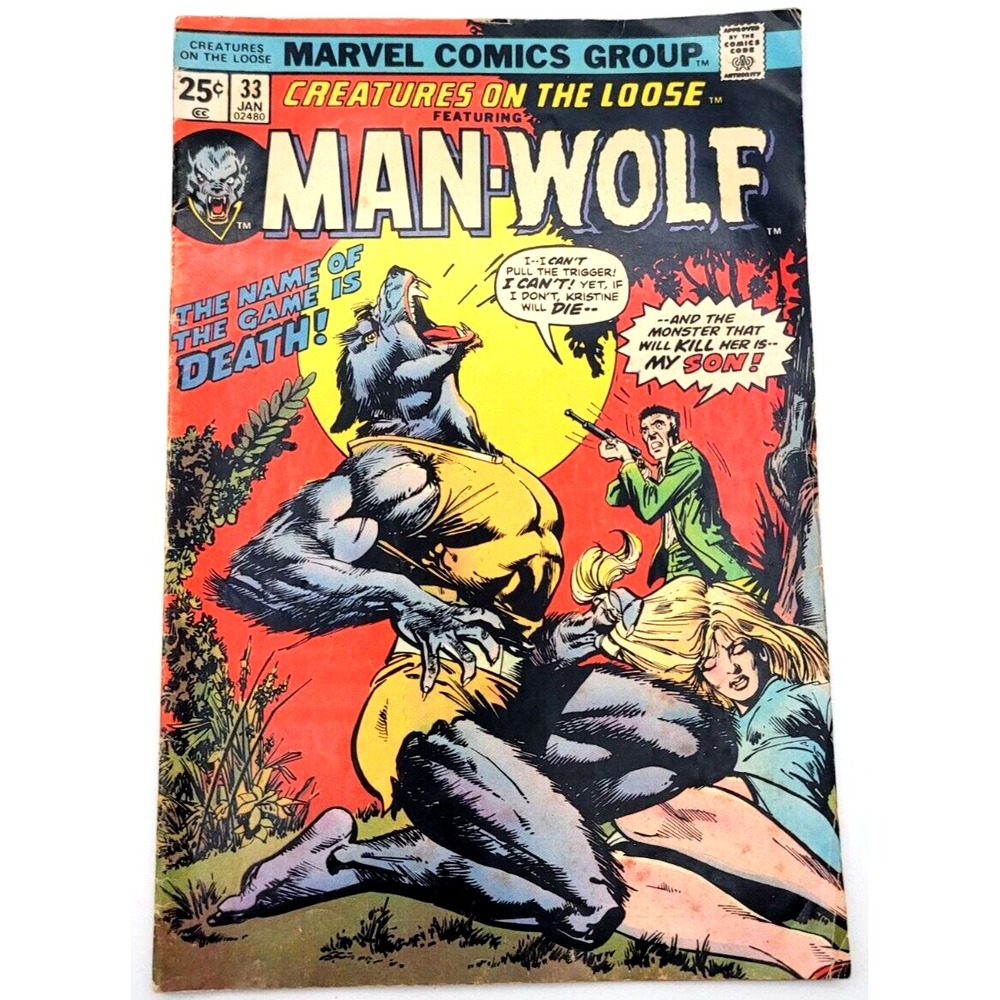 CREATURES ON‎ THE LOOSE #33 (1975) /VG/  MAN-WOLF APP NEWSSTAND